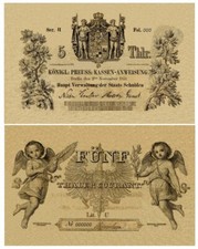 Five Thaler Courant, Königl: Preuss: instrukcja kasy, 1851, reprodukcja