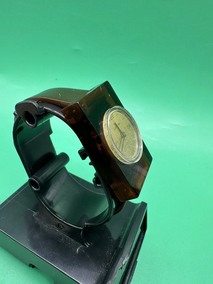 Reloj Pulsera Lucerna Vintage Suizo Acrílico Cuerda Mecánico Marrón/Ámbar/Claro Foto 3 de 4