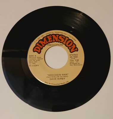 Dave Kirby ''Moccasin Man/Moccasin Man'' 45 rpm DJ copy