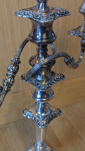 Antique Legacy Plate Candelabra 3 Arm Ornate Candlestick Holder Silver on Copper - Picture 7 of 18