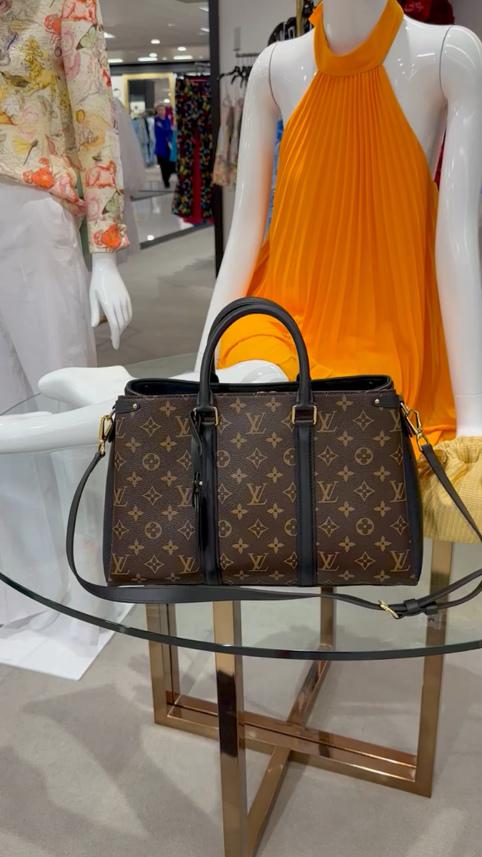 Louis Vuitton Soufflot Tote MM Brown Canvas Coated Leather | eBay
