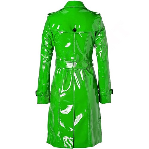 Women PVC Leather Trench Vinyl Shiny Light Weighted Raincoat Stylish Trench Coat - Picture 4 of 5