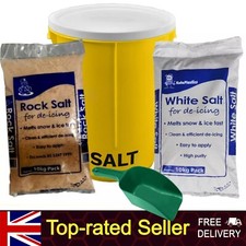 25L Yellow GRIT BIN with 10KG White Salt or Brown Rock GRIT Salt ICE Snow