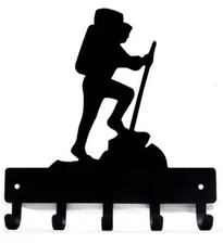 Hiker Walking Key Rack Holder with 5 hooks - Made in USA - Wall Storage