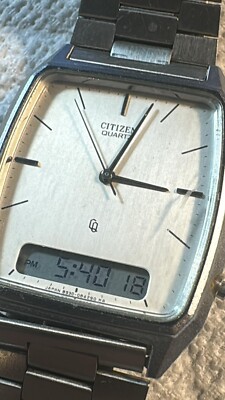 ULTRA RARE CQ THIN CITIZEN MENS SS DIGITAL/ANALOG 8930-084290KA