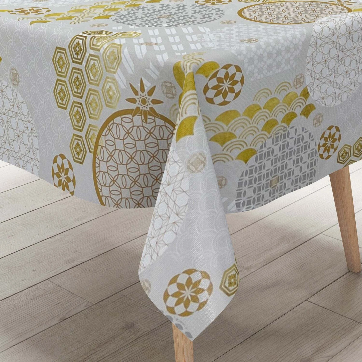 Gualiy Tovaglia Poliestere, Tovaglia da Cucina 140x200CM Tovaglia Rettangolare Antimacchia Ricamo con Nappe Tovaglia per Salotto, Grigio Chiaro