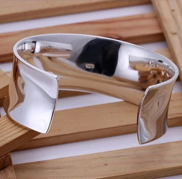 Klassischer Armreif Armspange 925 Silber Pl. breit glänzend poliert. Damen - Bild 3 von 4