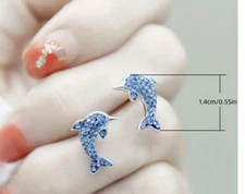 dolphin earrings ocean fashion jewelry FAST Free Shipping 0.6 Inch