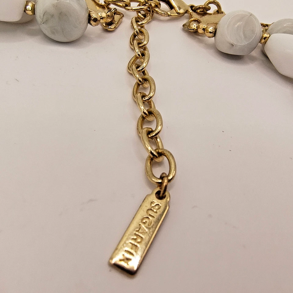 Collar Sugarfix Bauble Bar Imitación Mármol Tri Hilo Tono Dorado Espaciador Cuentas Gruesas Foto 3 de 4