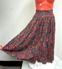 VTG Giorgio Saint-Angelo Paisley Maxi skirt button front Rayon Boho hippie 10