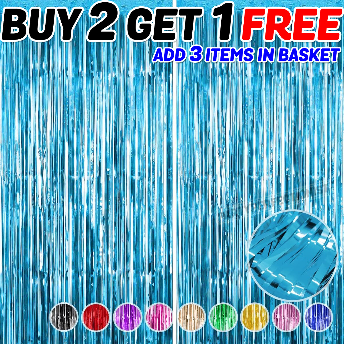 2M Foil Curtain Fringe Tinsel Shimmer Door Wedding Birthday Party