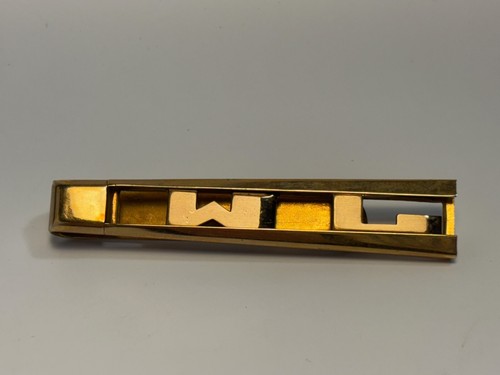 Fermasoldi vintage cravatta tono oro MCM "WL" monogramma iniziale firmato SWANK - Foto 2 di 6