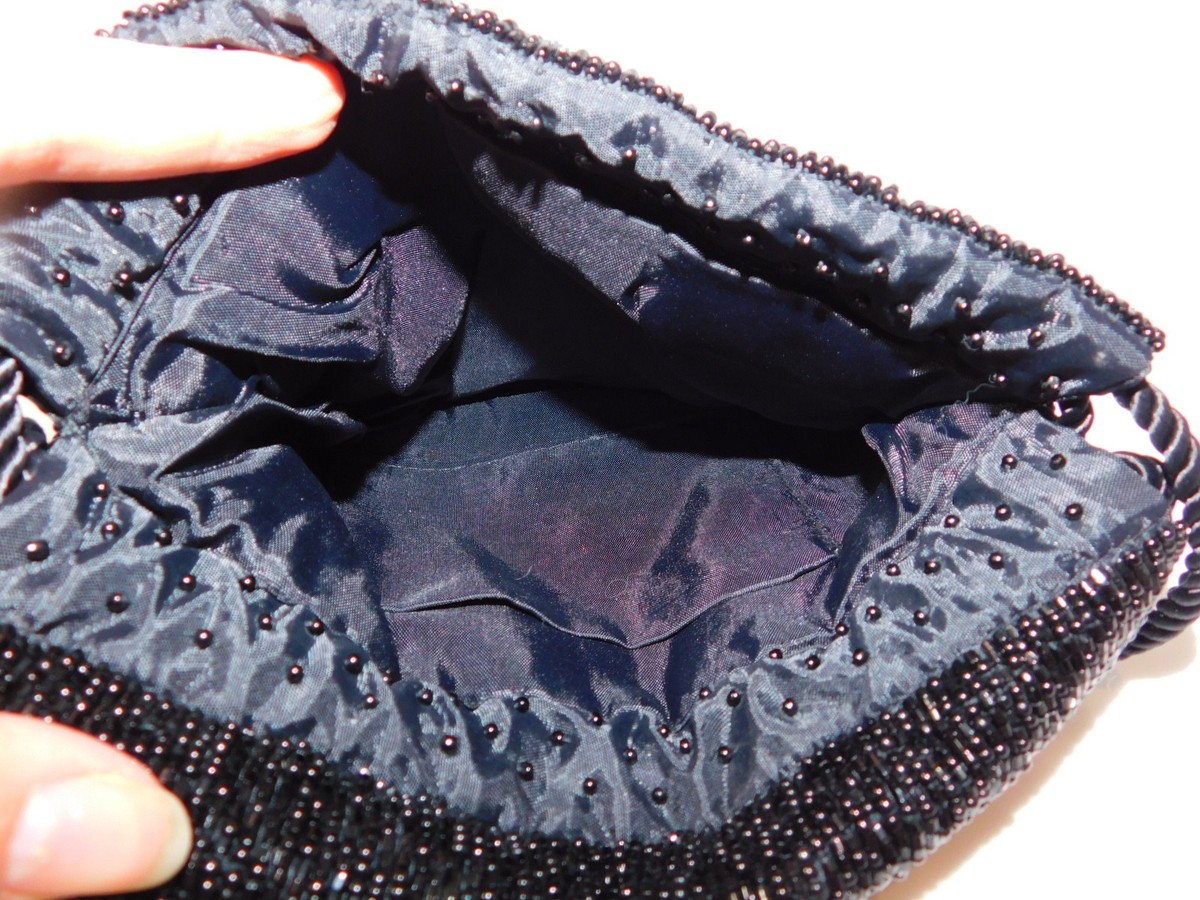Sac à Main Soirée Noir Perlé - Style Ceinture, Ajustable - Occasion