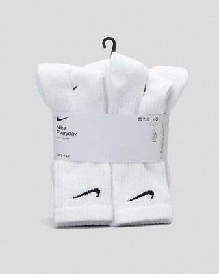 White Nike Everyday Plus Cushioned Crew Socks - (6 Pairs)