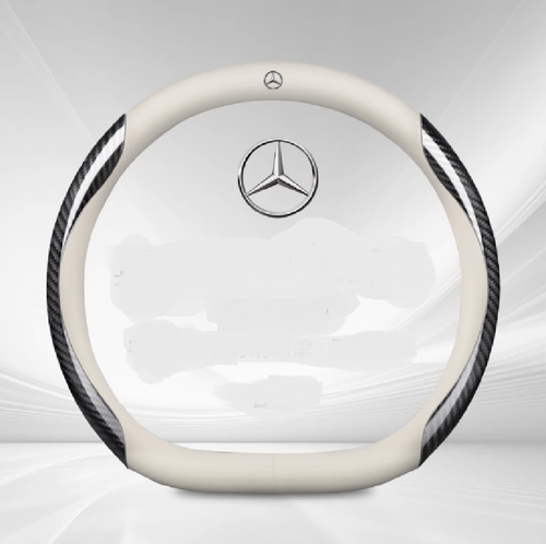 15" PU Leather+Carbon fiber Steering Wheel Cover For Mercedes Benz A B C-Class - Picture 7 of 9
