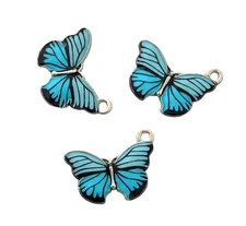 10 Blue Butterfly Charms Enamel Color 20x15mm Bead Drops Dangle Jewelry Making