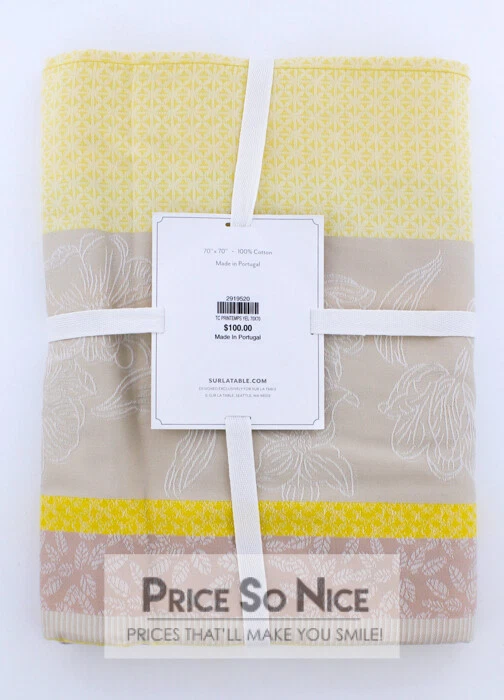 Sur La Table Printemps Yellow Tablecloth 70x70 - Image 2 of 2