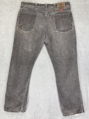 Wrangler Jeans Mens 37X30 Mid Rise Straight Zip Closure Dark Wash Gray Denim - Picture 7 of 12