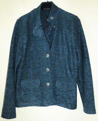 Blau/schwarz mellierte Jacke im Blazerstil und Taschen Gr. M von QUICKSTEP