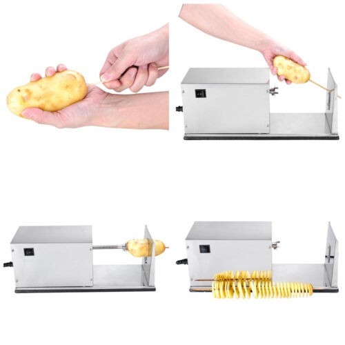 110V Stainless Steel Electric Potato Tower Machine Auto Stretch Potato Slicer - Picture 7 of 24