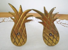 Brass Curtain Hold Backs Tie Backs Pineapple  ~ Set of 2 ~