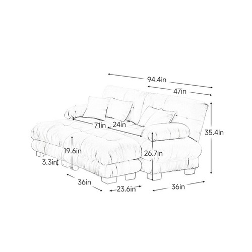 2-4 Seat Chenille Cloud Couch Sofa Set Lumbar Pillow w/O Ottoman Living Room - Picture 39 of 123