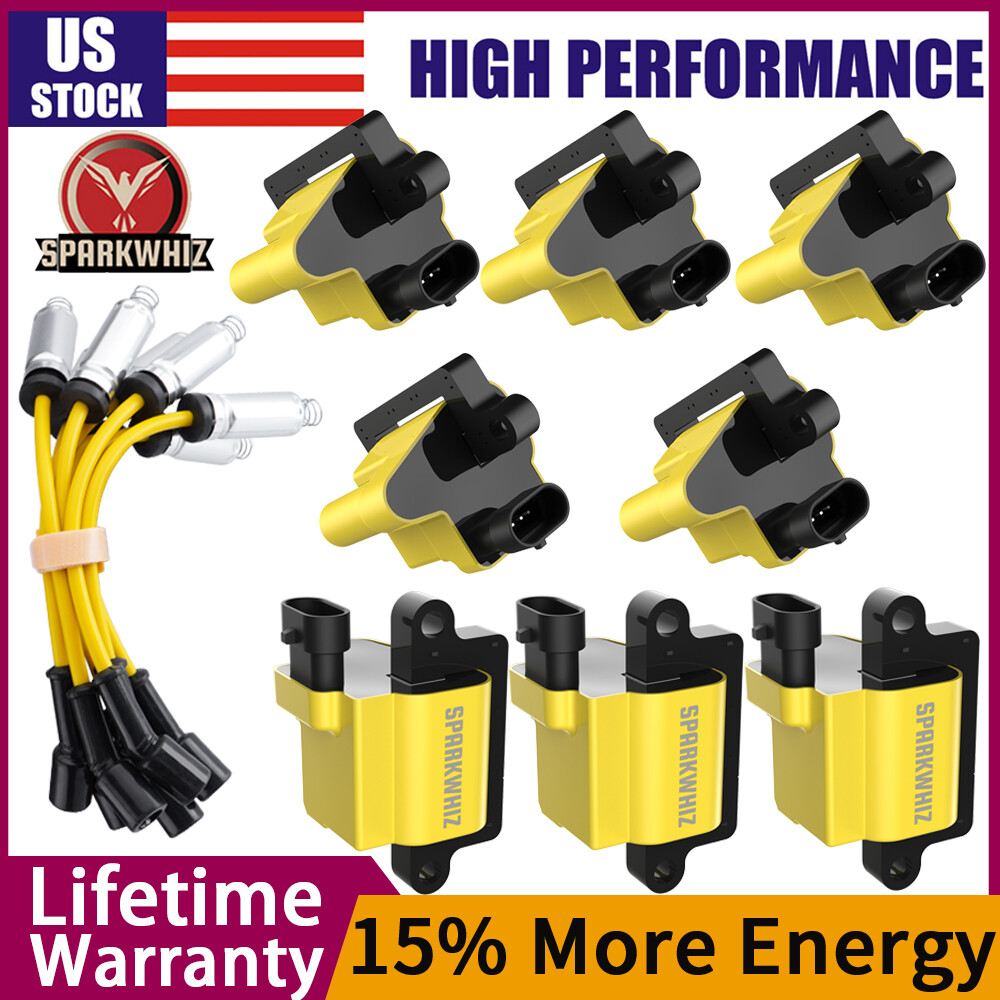 8 Pack Square Ignition Coil & Spark Plug Wire For Chevy GMC 4.8L 5.3L 6.0L 8.1L - Foto 8