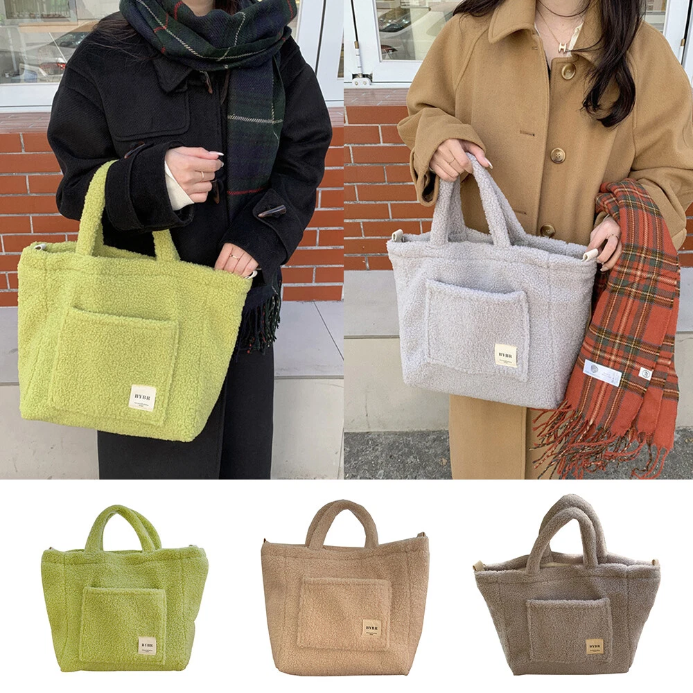 UK Lamb Wool Crossbody Bag Fleece Handbag Fluffy Faux Fur Tote Bag Shopping Bag