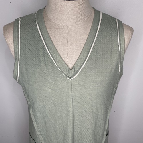 Chalet Et Cec Sleeveless Tunic Dress Green Grey Top Shirt Size S Pockets V Neck - Bild 2 von 8