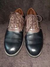 Men's Footjoy Saddle Golf Shoes, Black/Brown size 9M, #45575