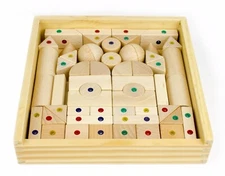 WIDU Architectural Magnetic Wood Blocks, 56 Piece Set in Wooden Keepsake Case