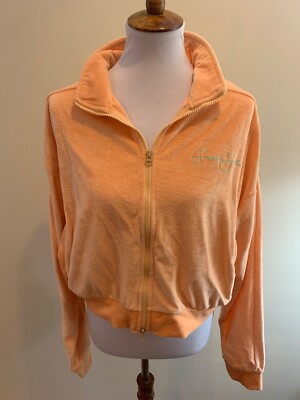 NWT! Women's Sean John Missguided Vibrant Orange Velour Track Jacket Size 10