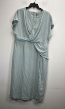 Asos Womens Mint Green Surplice Neck Short Sleeve Back Zip Casual Shift Dress 14