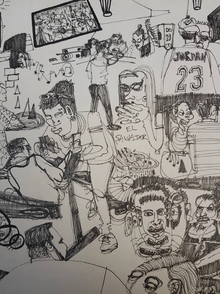 Gerado GOMEZ artiste Salvador encre sur papier ink on paper contreseing 23/30cm - Photo 1/1