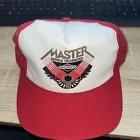 复古 Briggs & Stratton 帽子 Snap Back 可调红色白色网格卡车司机
