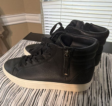 UGG women Black Leather High-Top Sneakers Lac...