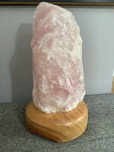 Rose Quartz Himlalyan Salt Wood Mounted Hollowed Monolith 1.5 kg, 8”