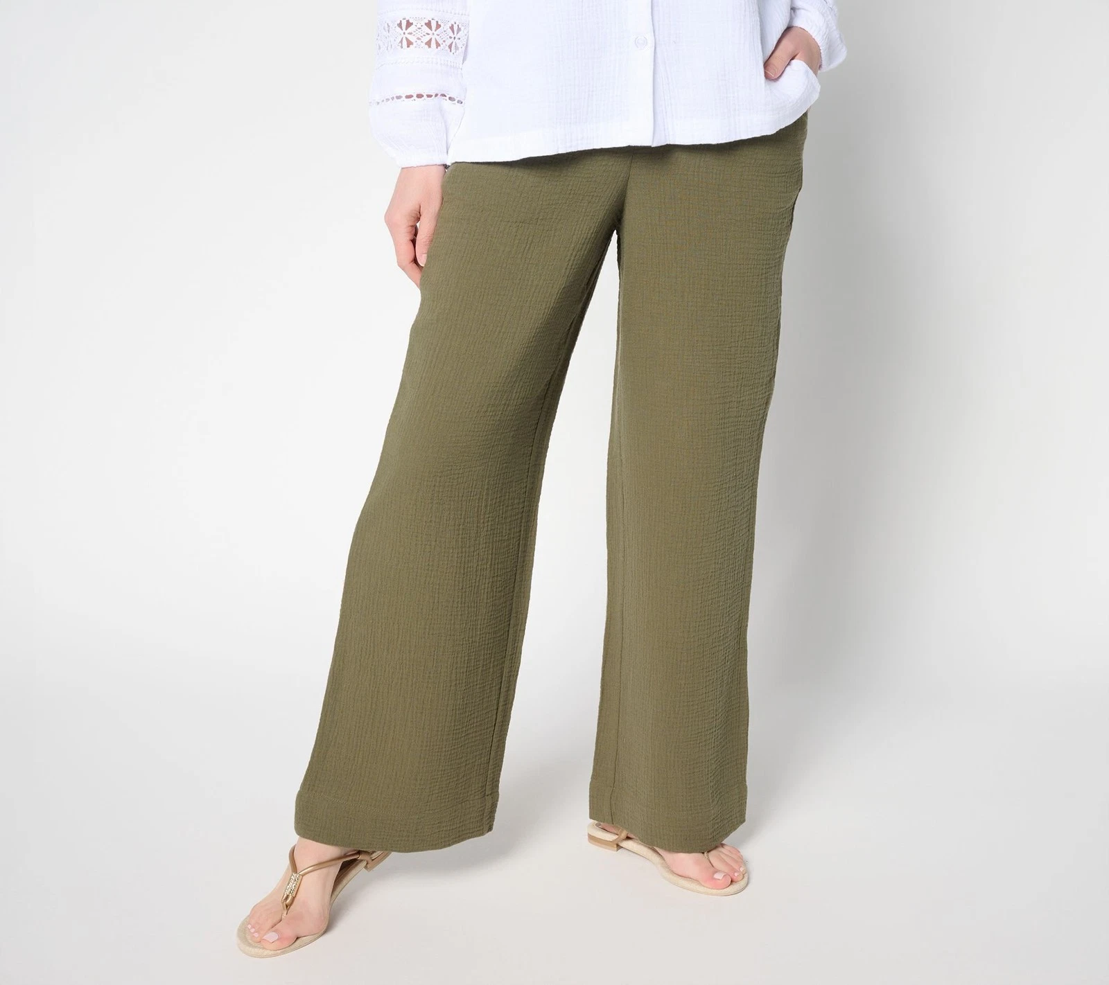 SUNNYLiFE Women's Pants Sz S Summer Sunset Cotton Gauze Smocked Green A691549