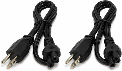 2 Pack 3-Prong Power Cord 28 Inch 10A 125V Replacement Power Cable Black New