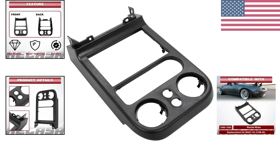 Durable Black Dash Bezel for 1990-1993 Mazda Miata, Direct Bolt-On Installation - Imagem 2 de 4