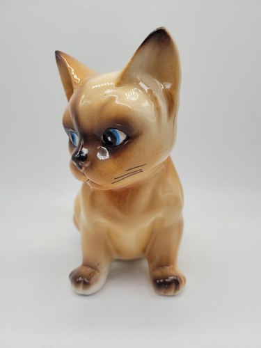 Vintage anthropomorphe Siamkatze Kätzchen Keramik Übertopf Kitsch - Bild 5 von 11