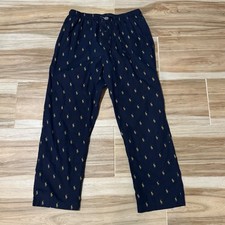 Polo Ralph Lauren Mens Navy Gold Pony Logo Pajama Sleep Pants Large