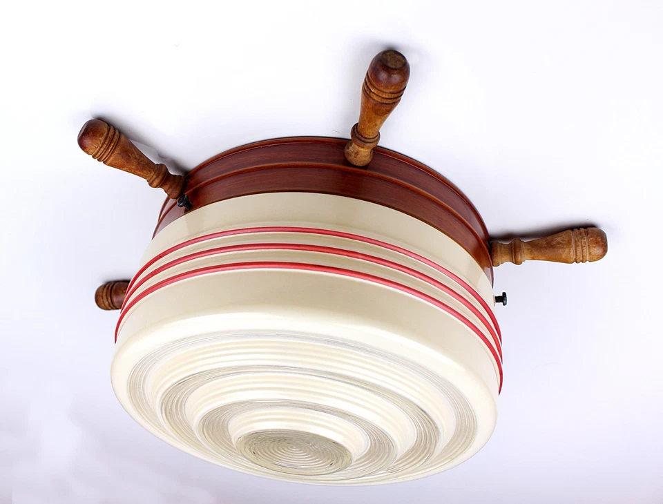 Lámpara de techo antigua vintage Virden Nautical Ships rueda 3 DISPONIBLE Foto 3 de 4