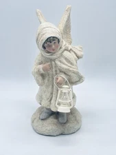 Ragon House Christmas Victorian Snow Angel Figurine with Lantern Frosted 10”