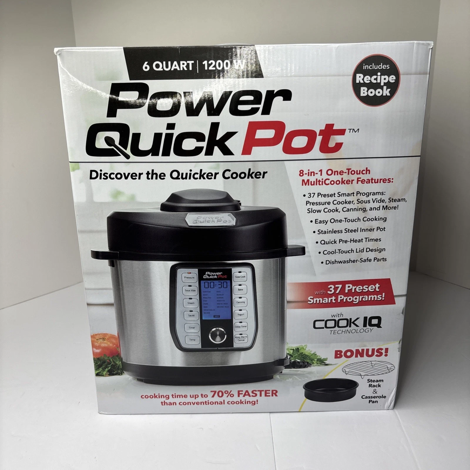 6 qt Power Quick Cooker Pot Pressure Cooker Tristar Y6D-36 Open Box See Pics
