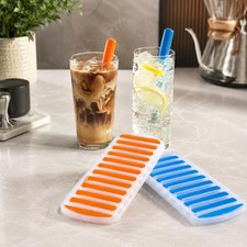 2x Ice Stick Tray for Water Bottles Easy Release Silicone Mould Slim Ice Cubes