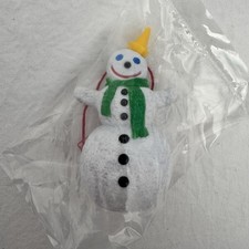 New Vintage Miniature Jack in the Box Snowman figure Christmas Ornament Sealed