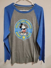 Golden State Warriors Fanatics Men’s Raglan Shirt L Mickey Mouse Logo NBA Rare