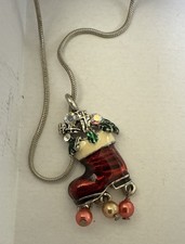 Ice Skating Skate Necklace Multicolor Gift Silver Plated N1-12