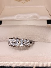 Vintage 14 Stone CZ Diamond 925 Silver Engagement Wedding Ring Size 8